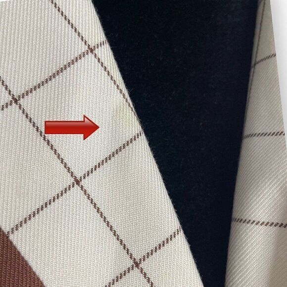 Vintage Kasper  ASL Womens Brown Cream Blazer Blouse Size Large Grid Print Top - Picture 8 of 11